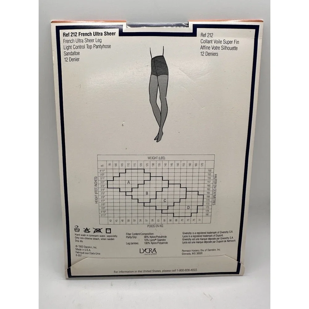 Vintage Givenchy Pantyhose Style 212 Size B Blue Dahlia French Ultra Sheer‎ Leg